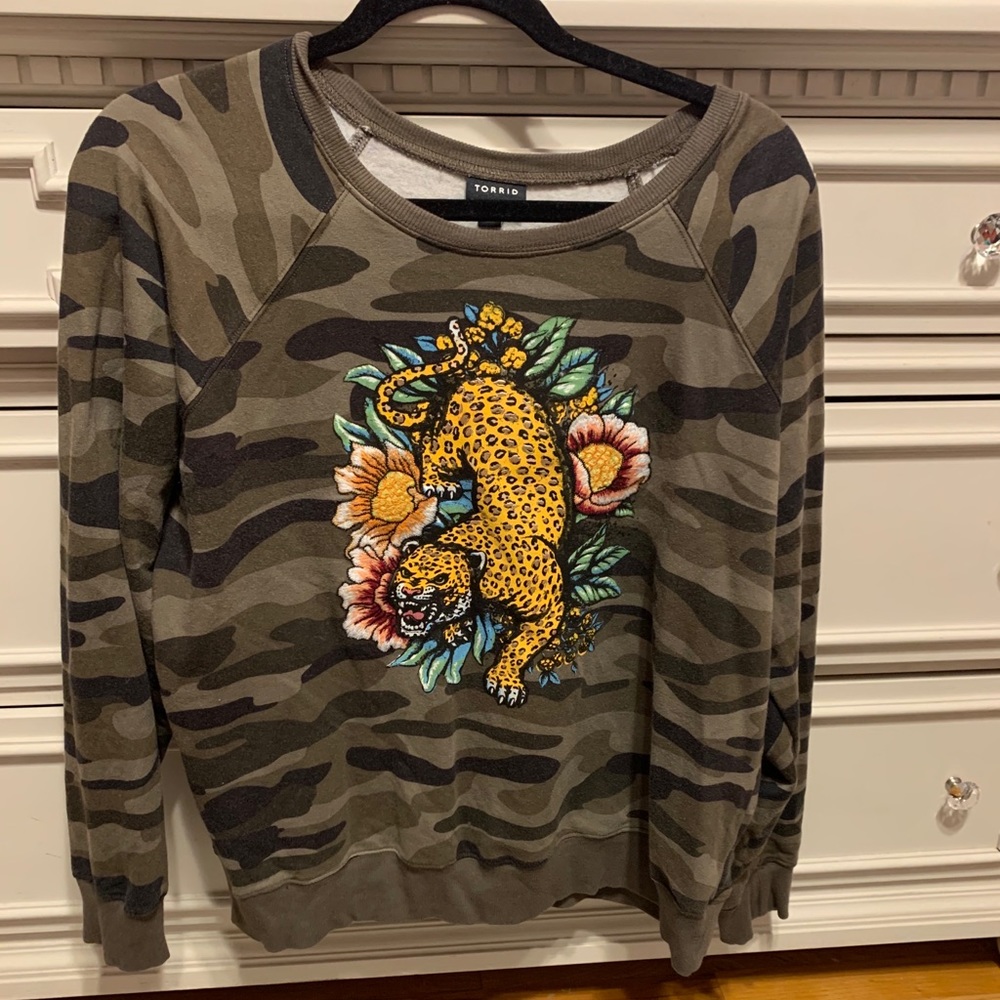 Camo print with tiger sweater